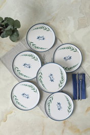 Hermia Juego de Servir Pasteles de 6 Piezas - Blanco, Azul y Verde
